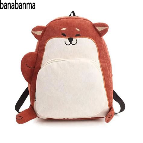 Banabanma Unisex Backpack Funny Backpack Cute Cartoon Animal Corduroy