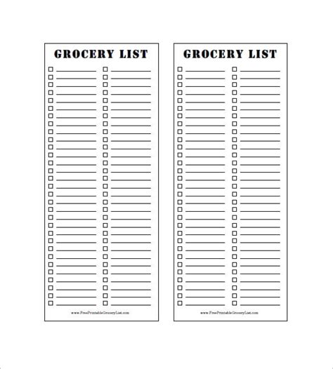 Awesome Free Printable Grocery List Format