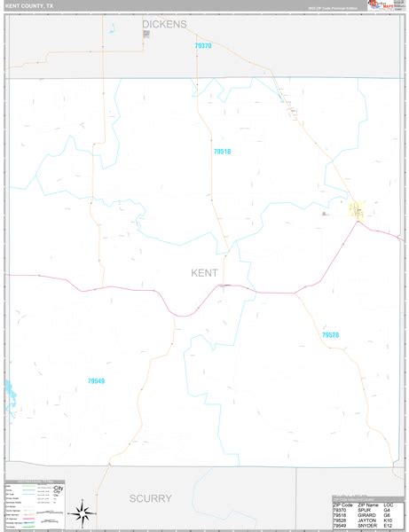 Kent County Tx Wall Map Premium Style By Marketmaps Mapsales