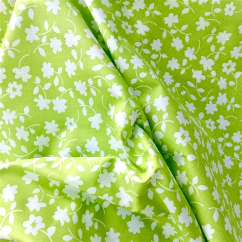 5 Yards Lime Green Fabric Cotton Floral Vintage Waverly Etsy