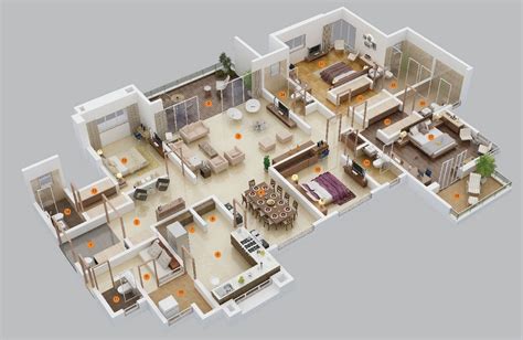 50 Four 4 Bedroom Apartmenthouse Plans Architecture
