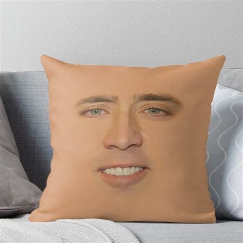 Nicolas Cage Full Face Throw Pillow By Jiinxed Nicolas Cage Meme