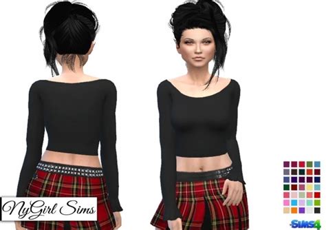 Ruffle Cuffed Long Sleeve Crop Top At Nygirl Sims Sims 4 Updates
