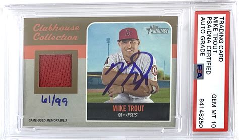 Lot Detail Mike Trout Signed 2019 Topps Heritage Clubhouse Collection