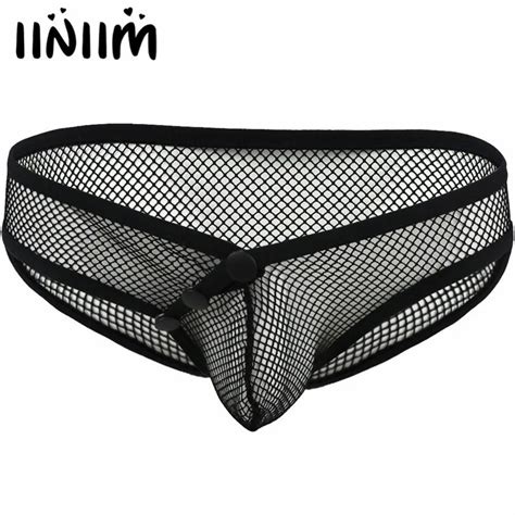Iiniim Mens Sexy Mesh Openwork Bikini Briefs Underwear Erotic Gay Mens