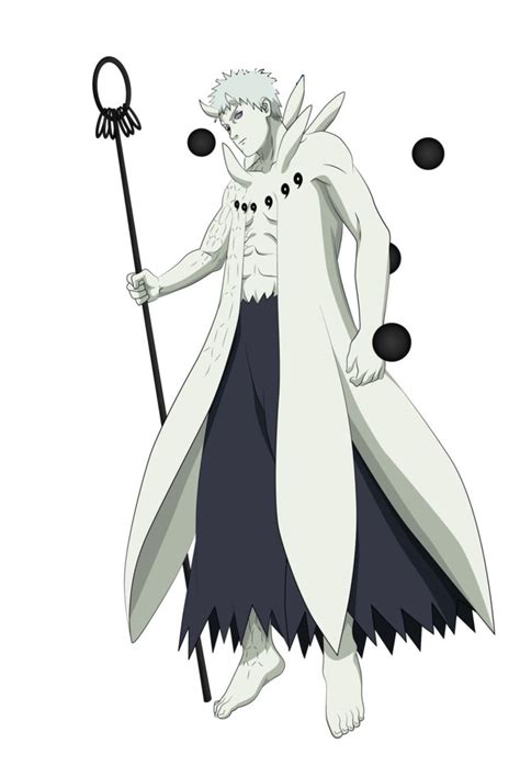 An Anime Character With White Hair And Black Pants Holding A Staff