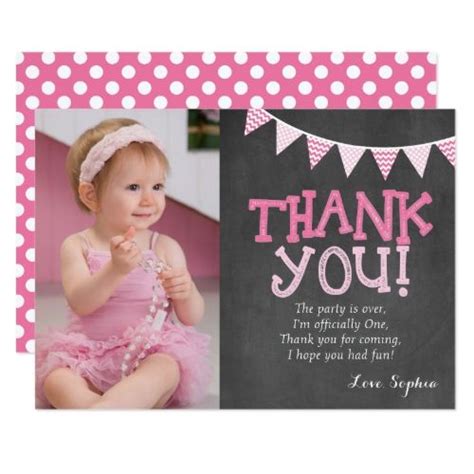 Pink Polka Dots Birthday Thank You Card Birthday Thank