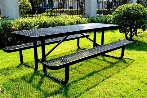 National outdoor furniture has patio table sets and metal patio tables and chairs in a design that will suit your needs. Black 8 Rectangular Picnic Table Expanded Metal 96 Long Patio Furniture & Accessories Patio ...