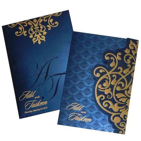7,000+ vectors, stock photos & psd files. Blue And Golden Rectangular Elegant Wedding Cards, Rs 65 ...