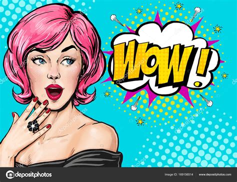 Pop Art Illustration Surprised Girlcomic Woman Wowadvertising Poster Pop Art Girl Birthday