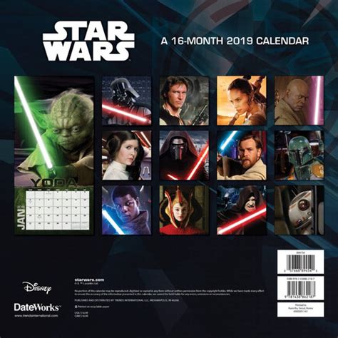 Calendario Star Wars 2019 De Pared 16 Meses Disney Sk 56700 En