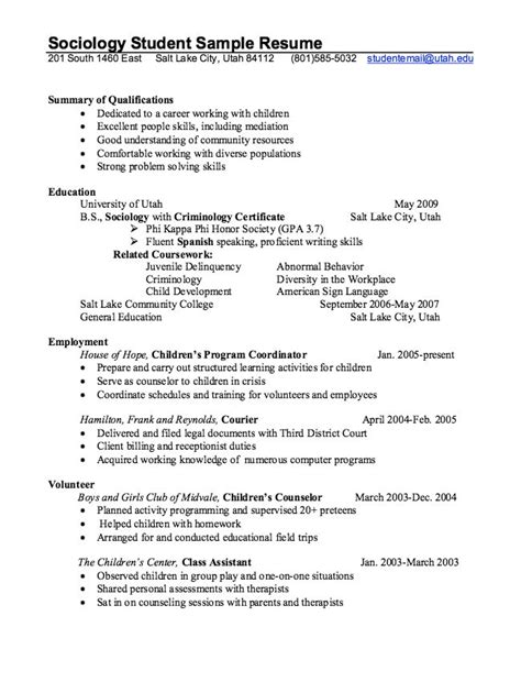 In trent's new criminology degree, you will gain a foundational understanding of the influence of social inequality as a cause of crime. Sociology Student Resume Example - http://resumesdesign ...