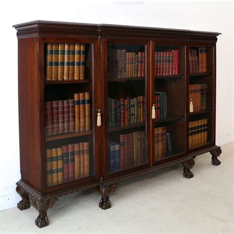 Victorian Mahogany Glazed Breakfront Bookcase Antiques Atlas