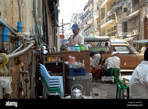A Typical Teashop In Yangon Myanmar Is Full With Teashops On The