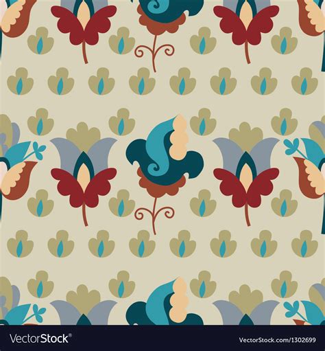Seamless Pattern With Repetitive Flowers Vector Image