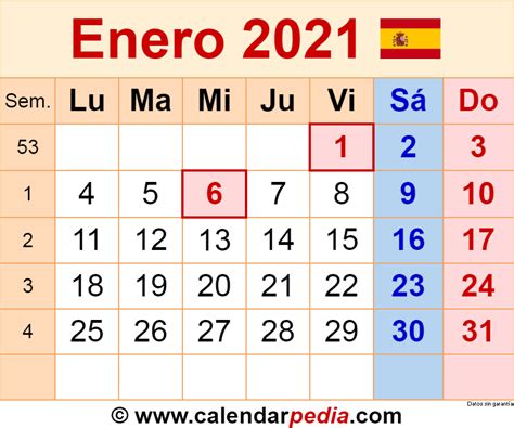 Calendario Mes De Enero 2021 Calendario Enero Calendario Plantilla