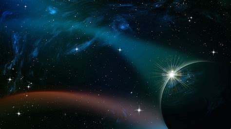 Download Wallpaper 3840x2160 Planet Stars Radiance Starry Sky