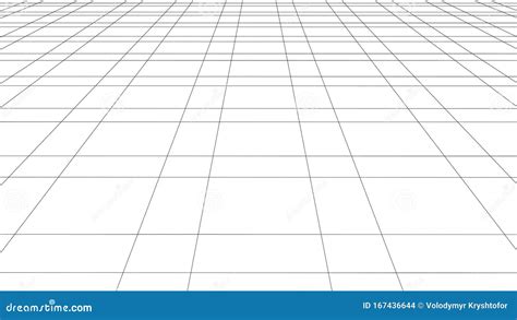 Vector Perspective Grid Detailed Lines On White Background Stock