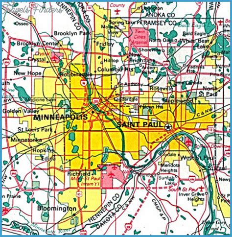 Minneapolis st paul international airport m. Minneapolis Map Tourist Attractions - TravelsFinders.Com