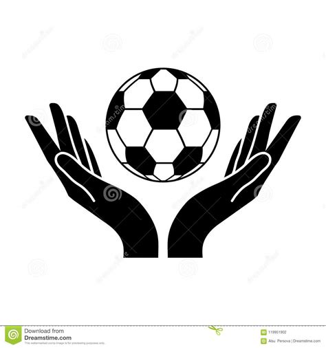 Two Hands Hold Football Ball Vector Icon Stock Vector Illustration Of