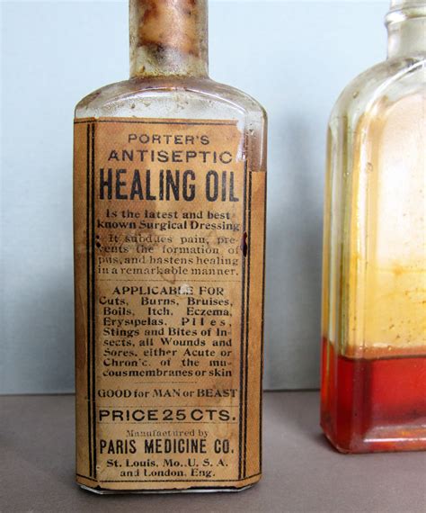 Antique Medicinal Bottles With Labels Good For Man Or Beast