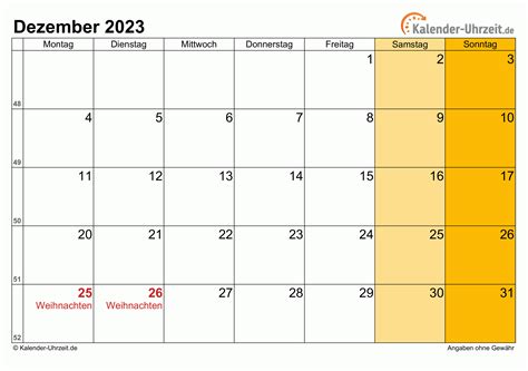 Dezember 2023 Kalender Mit Feiertagen
