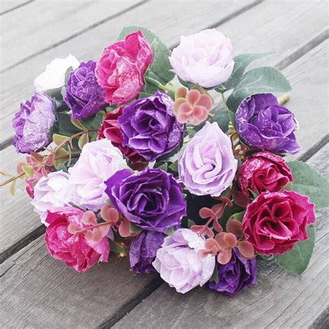 21 heads bouquet silk peony artificial flower small rose bouquet flores for wedding home party