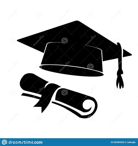 Sombrero De Graduación Y Silueta De Diploma Ilustración Del Vector
