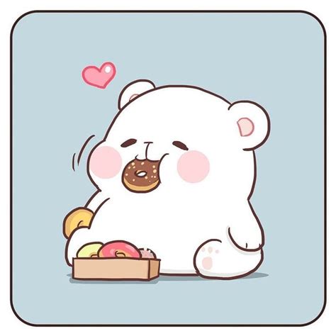 Adorable Simple And Cute Polar Bear Doodle The Donuts Make The Drawing Even More Kawaii