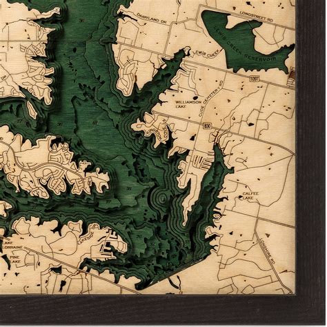 Lake Conroe Tx Wooden Map Art Topographic 3d Chart