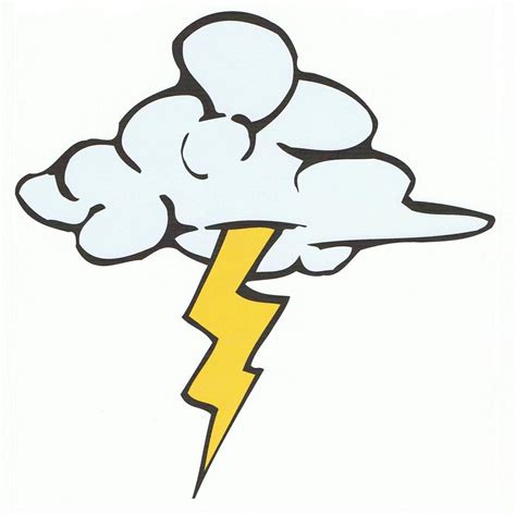 A Drawing Of A Cloud With A Lightning Bolt