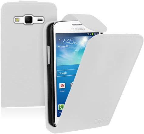 Membrane White Leather Vertical Case For Samsung Galaxy