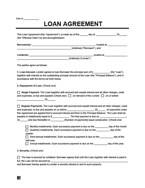 Free Loan Agreement Templates Pdf And Word