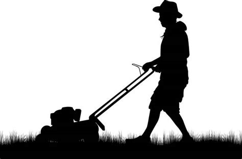 Lawn Mowing Silhouettes Illustrations Royalty Free Vector Graphics