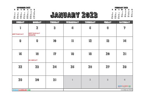 Free Printable January 2023 Calendar 12 Templates Edi