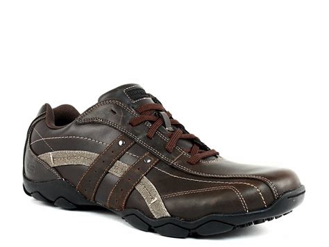 Skechers Blake Oxford Mens Work Casual Brown Leather Shoes Sneakers