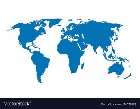 Blue World Map Isolated Royalty Free Vector Image