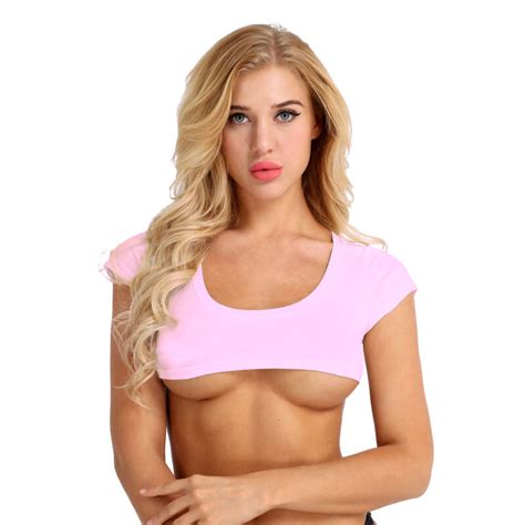 Sexy Womens No Bra Club Cotton Short Sleeve Crop Top T Shirt Letter Tees Blouse Ebay
