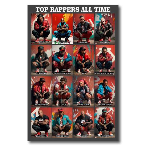 Top Rappers Of All Time Poster Digital Print Singer Etsy