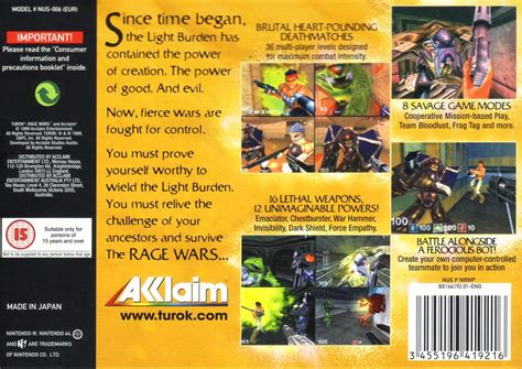 Turok Rage Wars Nintendo Box Cover Art Mobygames