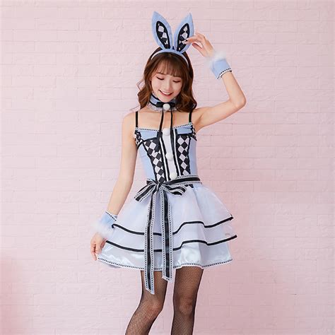 5pcs Lovely Womens Bunny Girl Sling Skirt Halloween Rabbit Masquerade