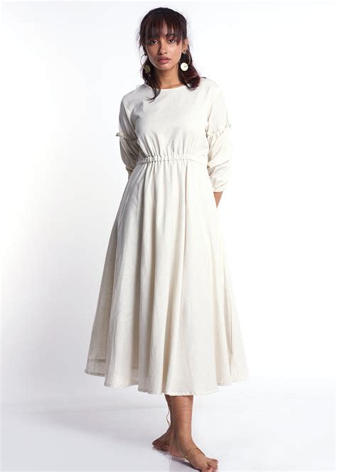 get white flared cotton one piece dress at ₹ 2450 lbb shop