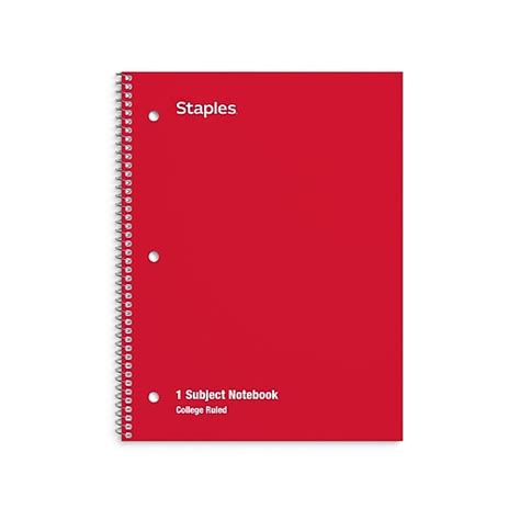 Staples 1 Subject Notebook 8 X 105 College Ruled 70 Sheets