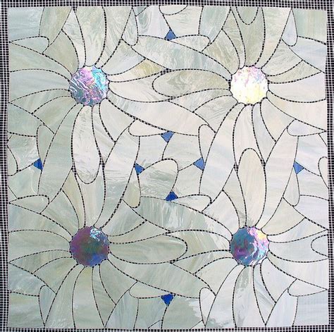 Daisy Pinwheels Glass Tile Mural For Backsplasheswall Applications By