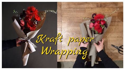 How To Wrap Flower Bouquet Using Kraft Paper Youtube