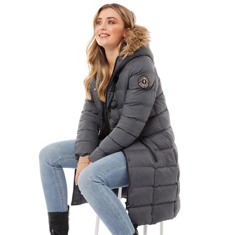 buy brave soul womens wizard long padded jacket with faux fur trim hood