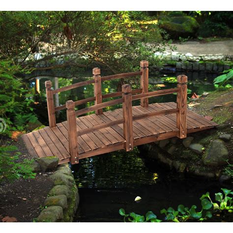 Giantex 5 Garden Bridge Wooden Decorative Pond Bridge Arch Walkway W