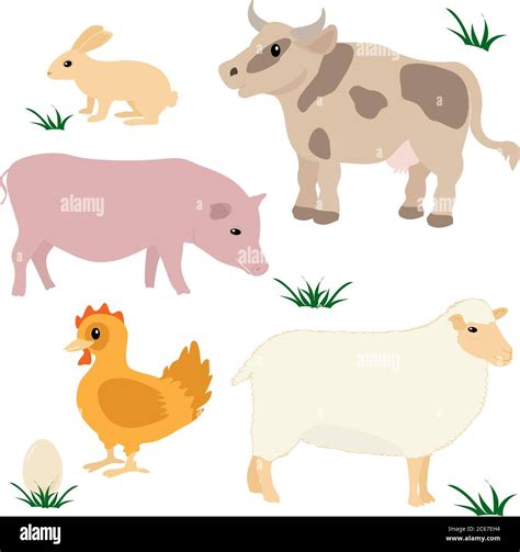 Farm Animals Vector Set Isolated On White Stock Vector Image And Art Alamy