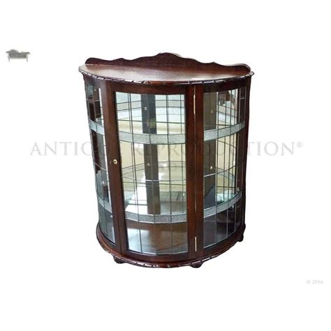 Much loved antique crystal cabinet with glass and mirror inserts. Tasmanian Oak Crystal Cabinet Half Round Plain Lead Light ...