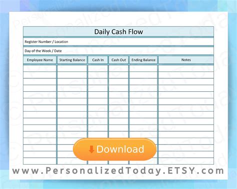 Business Daily Cash Flow Statement Report Register In Out Etsy Hong Kong